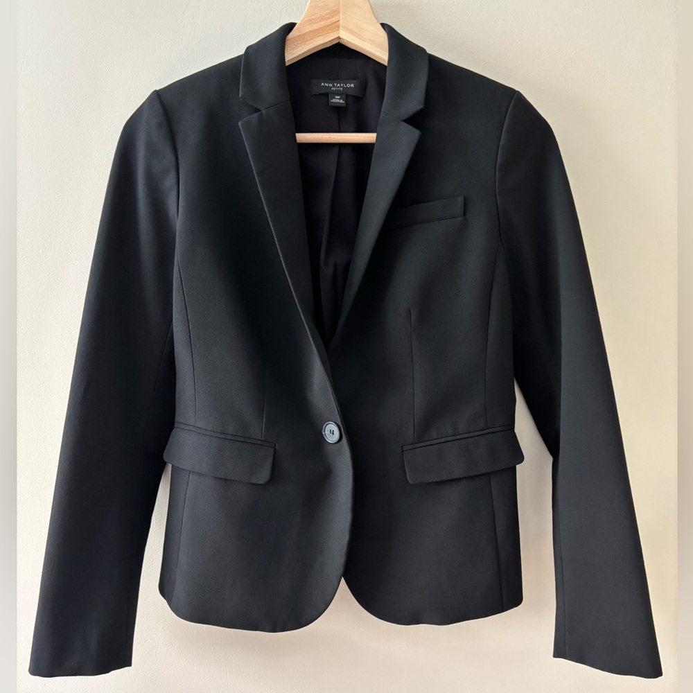 Ann Taylor Petite - Black One Button Blazer - 00P